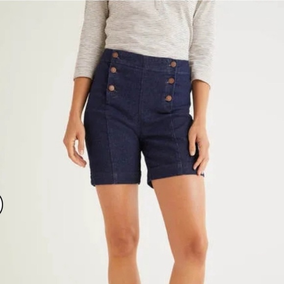 Boden Fife Denim Sailor Shorts Dark Wash Stretch 4” sz 8 - Picture 8 of 9